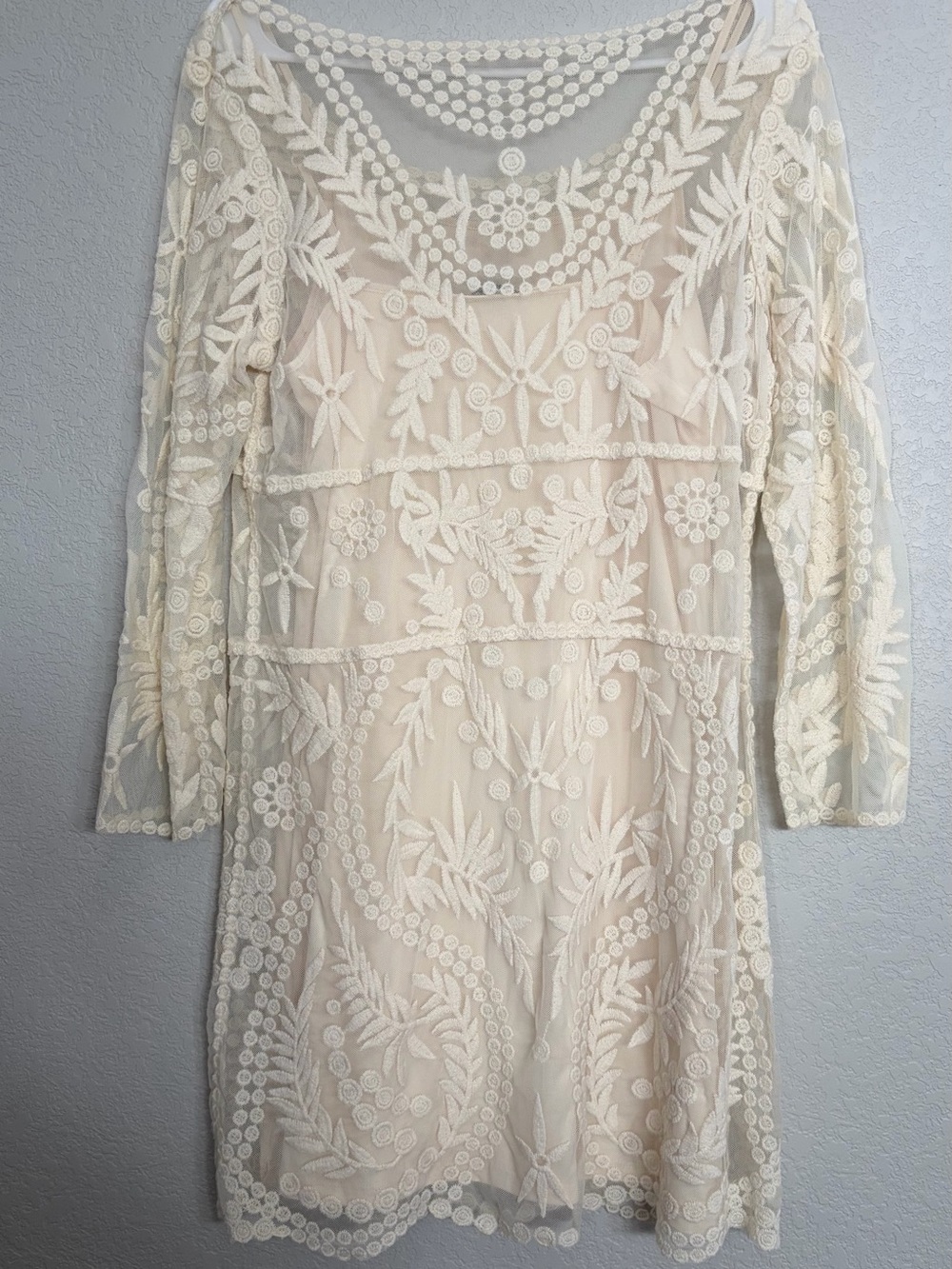 Express Ivory Embroidered Mini Dress - Picture 2 of 8
